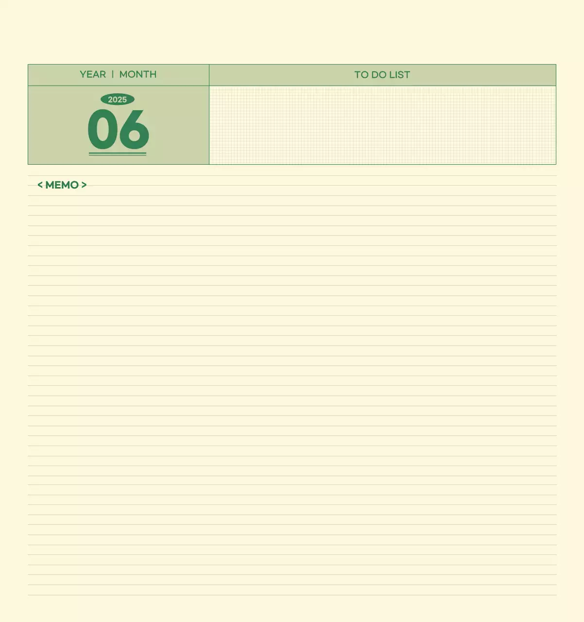 SAT D-Day Notepad Concept Wall Calendar in Green and Light Yellow