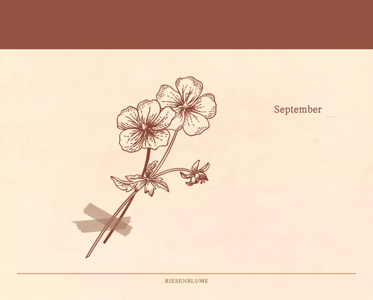 Ein sentimentaler Blumenkalender in hellbraunem und braunem Wollpapierkonzept