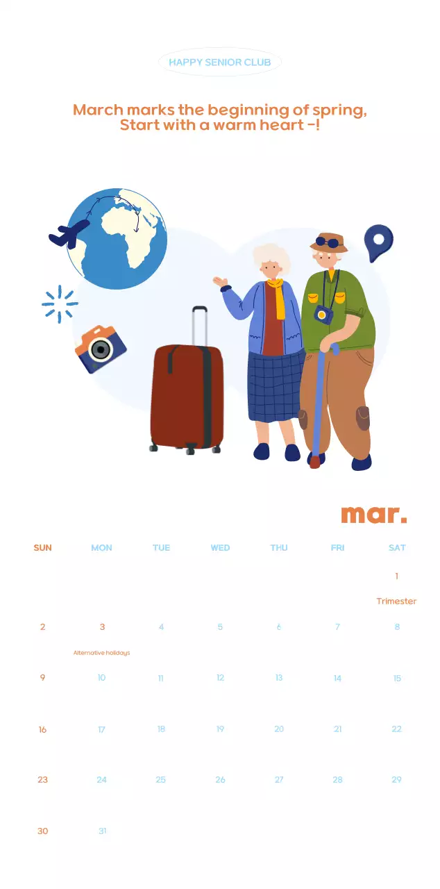 Business calendar with cute illustrations