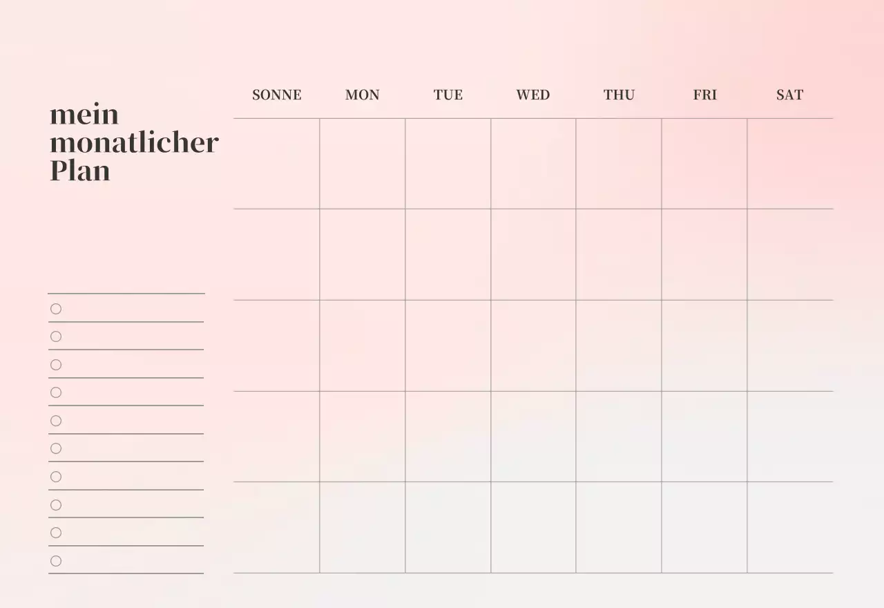 Minimalistischer Kalender mit Farbverlauf