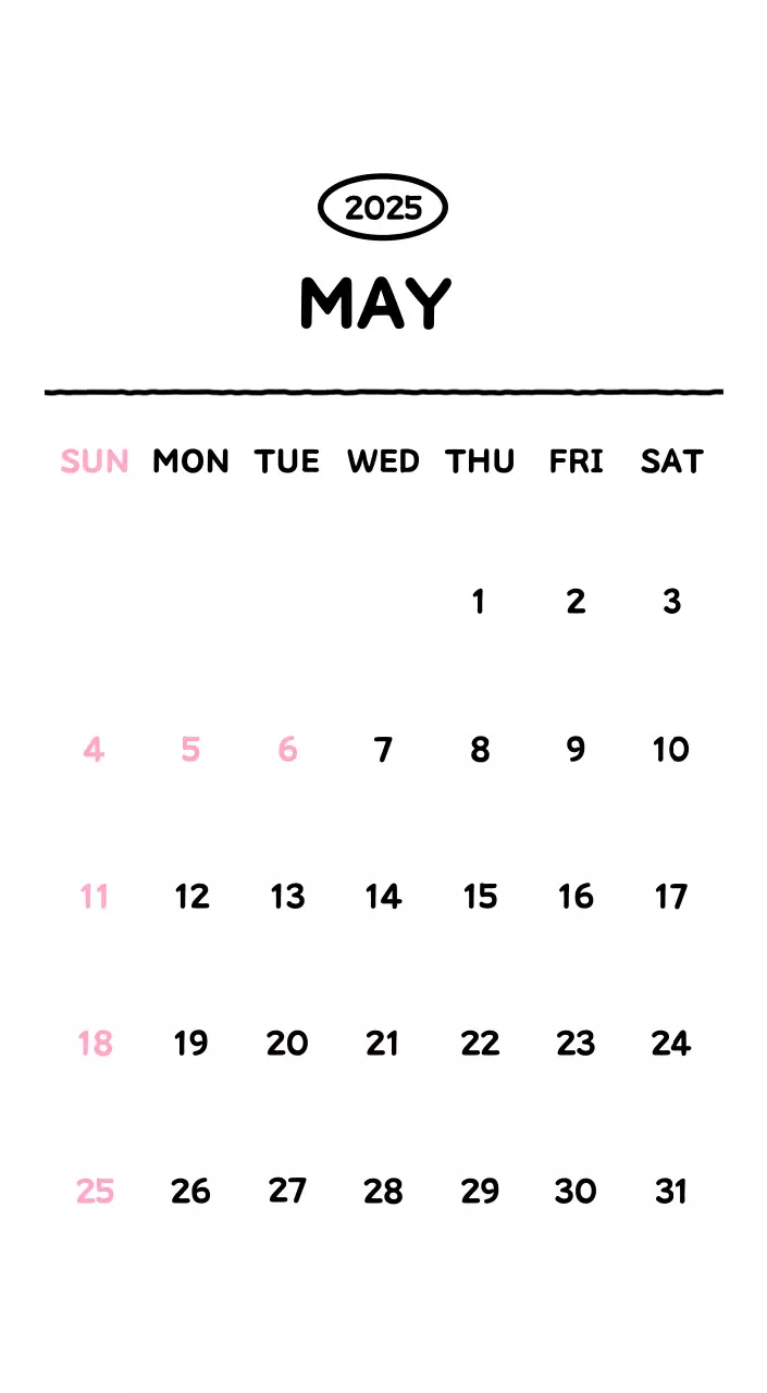 Illustrated calendar with a cute line style