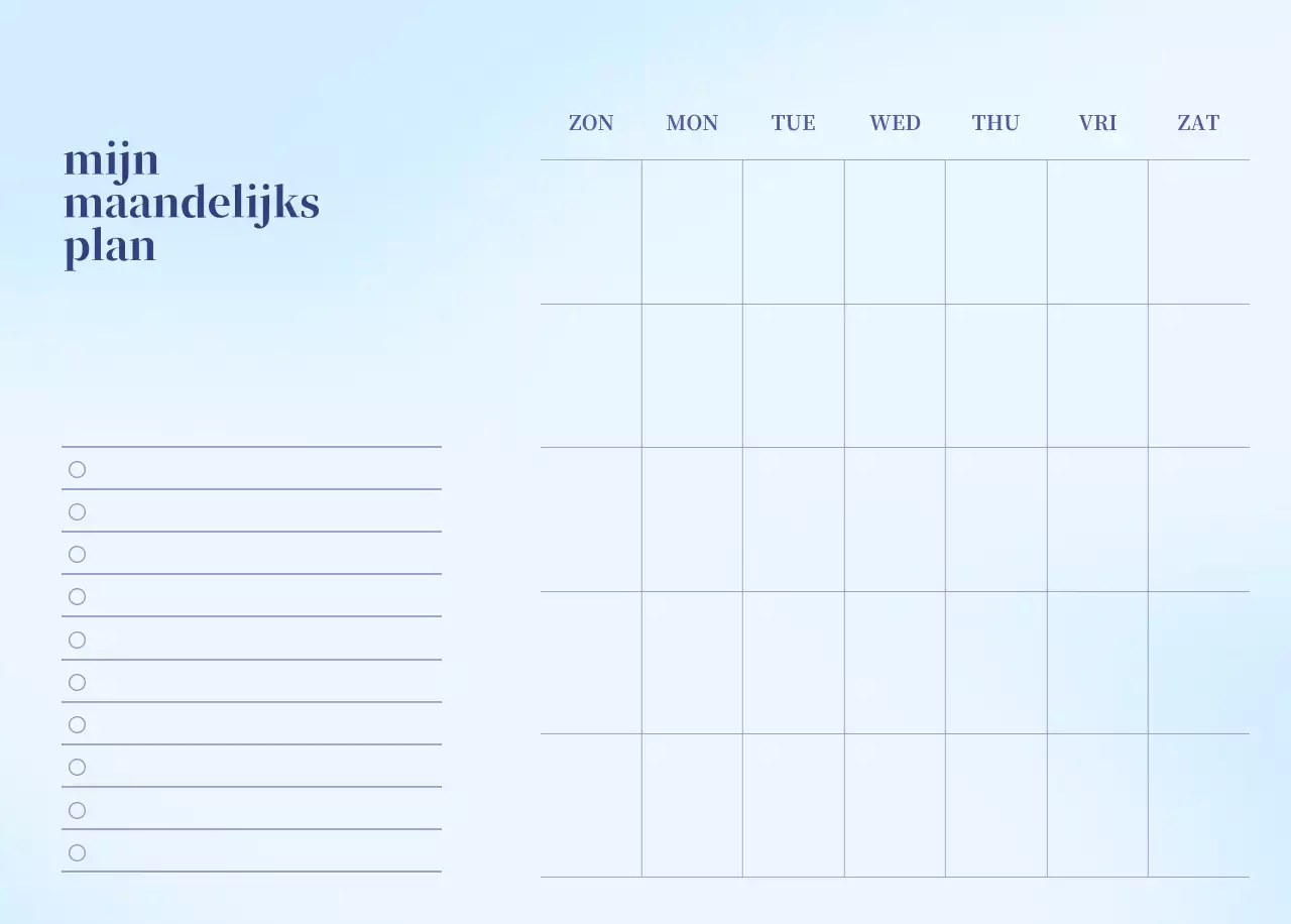 Minimalistische kalender met kleurverloop