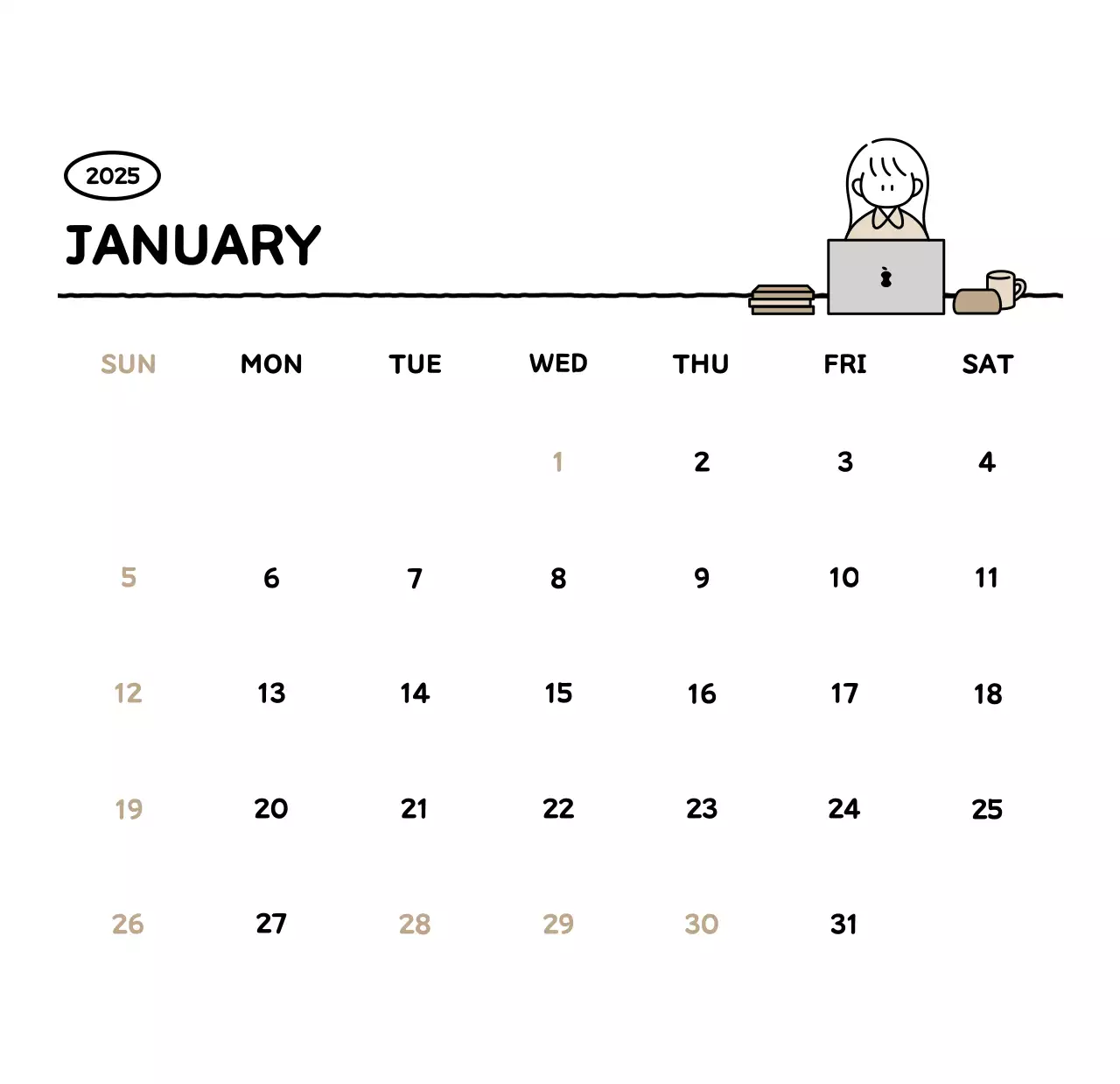 Lịch lịch minh họa phong cách dễ thương