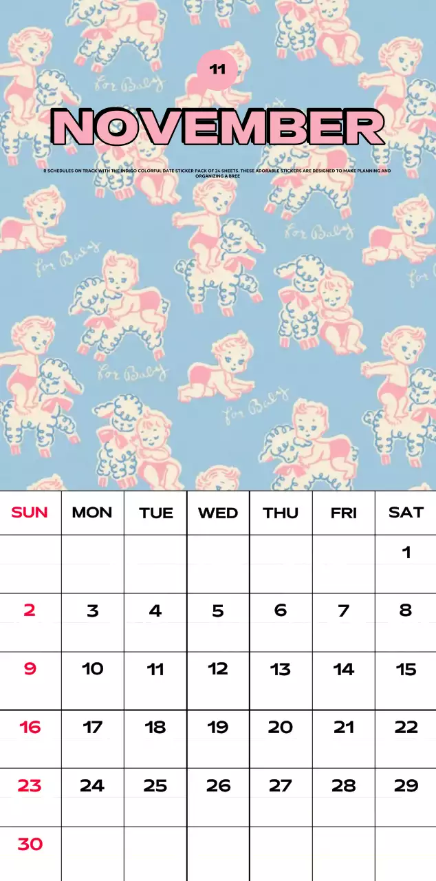 Colorful calendars with a variety of retro illustrations