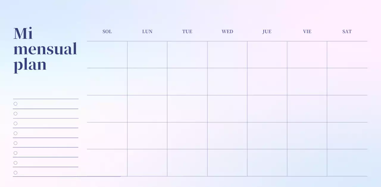 Calendario minimalista degradado