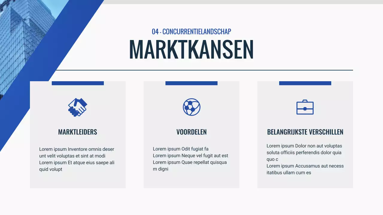 blauw modern pitch deck document