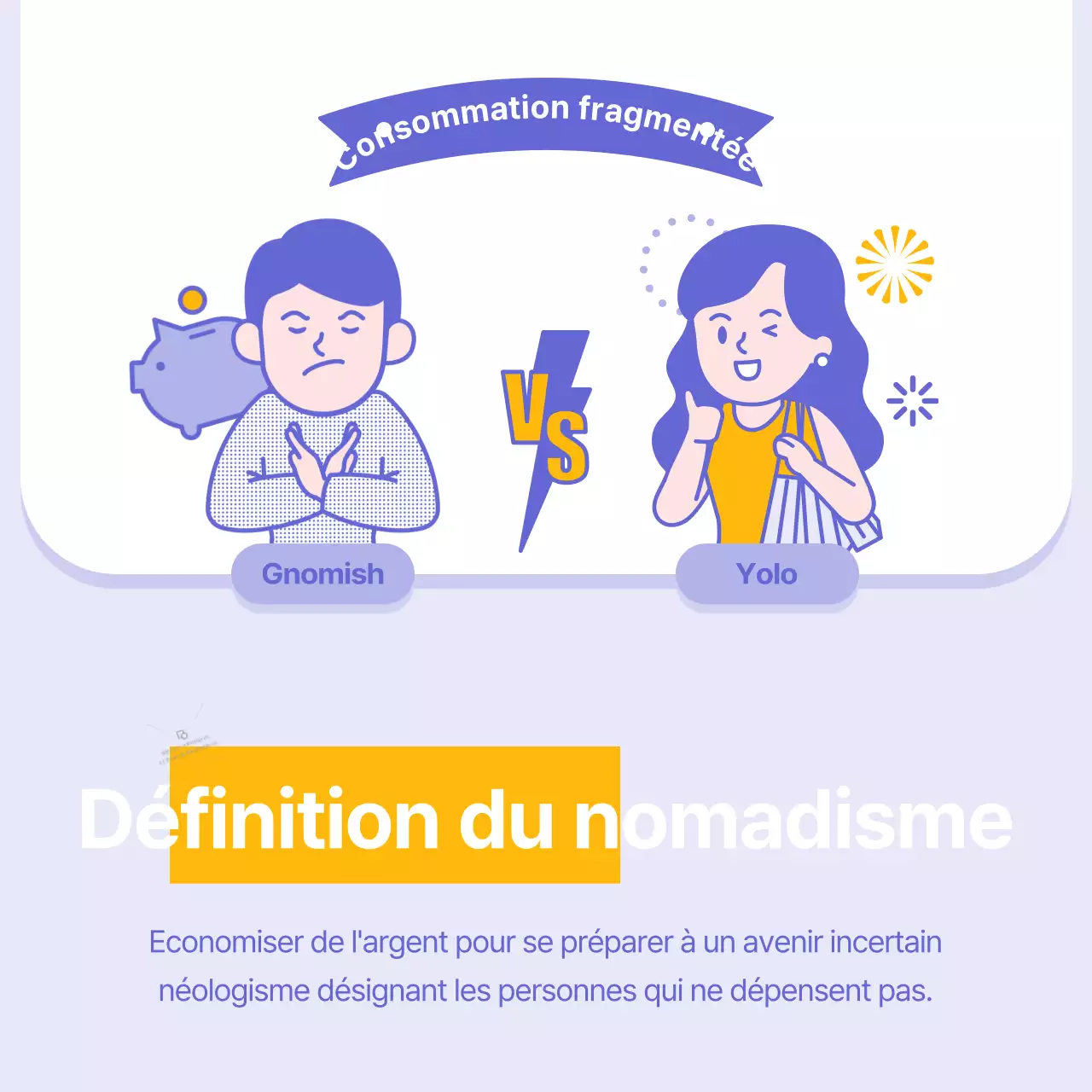 Informations financières simples, jaunes et violettes, sans argent