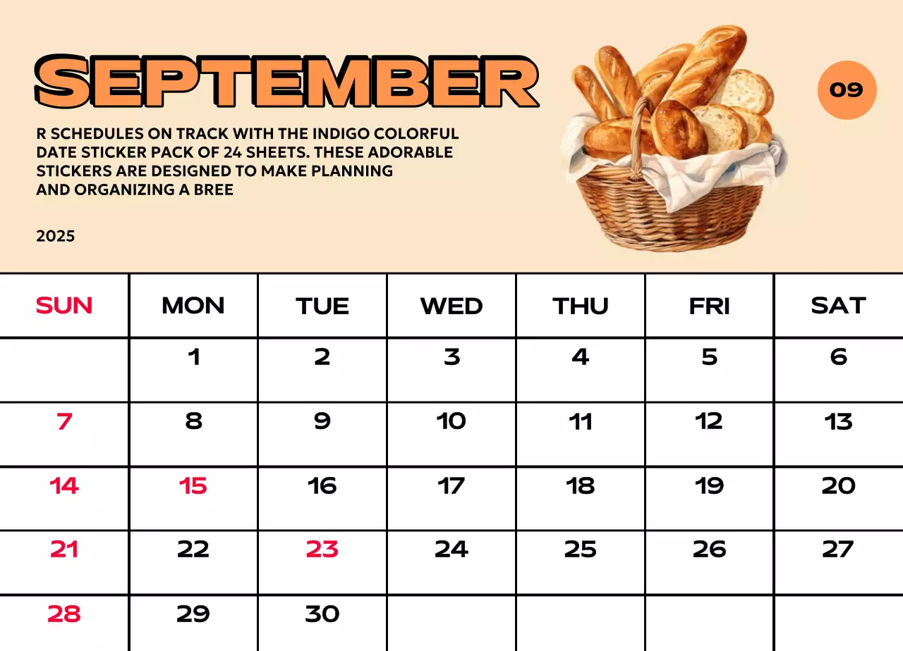 様々なレトロなイラストが描かれたカラフルなカレンダーカレンダー