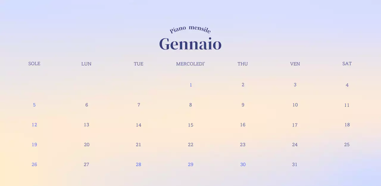 Calendario minimalista a gradi