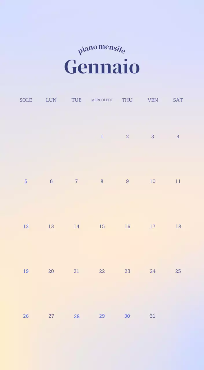 Calendario minimalista a gradi