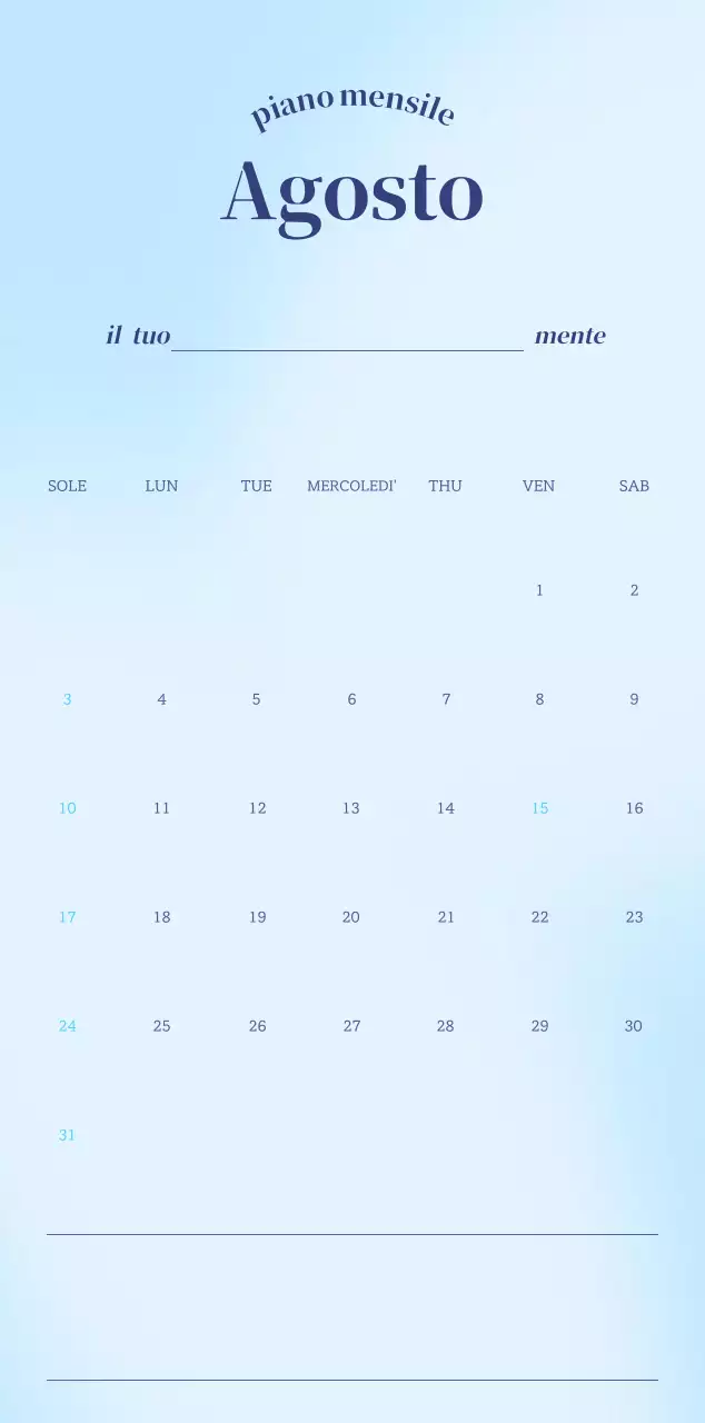 Calendario minimalista a gradi