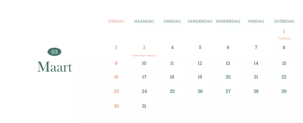 Een moderne cafékalender met aanbevelingen voor de drank van de maand
