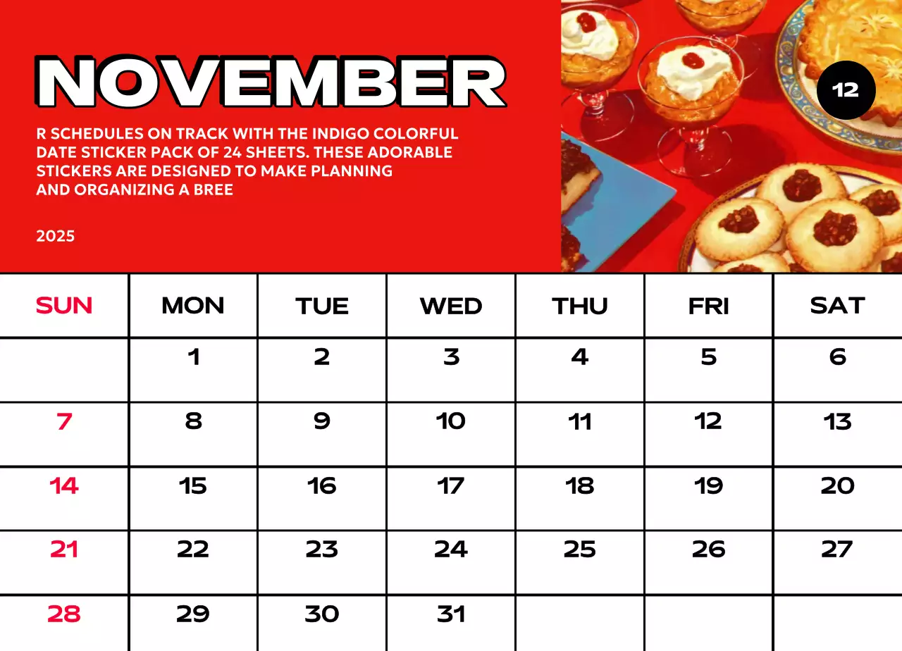 様々なレトロなイラストが描かれたカラフルなカレンダーカレンダー