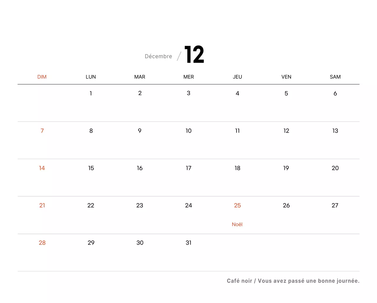 Calendrier de bureau photo simple pour les cafés dans les tons blancs