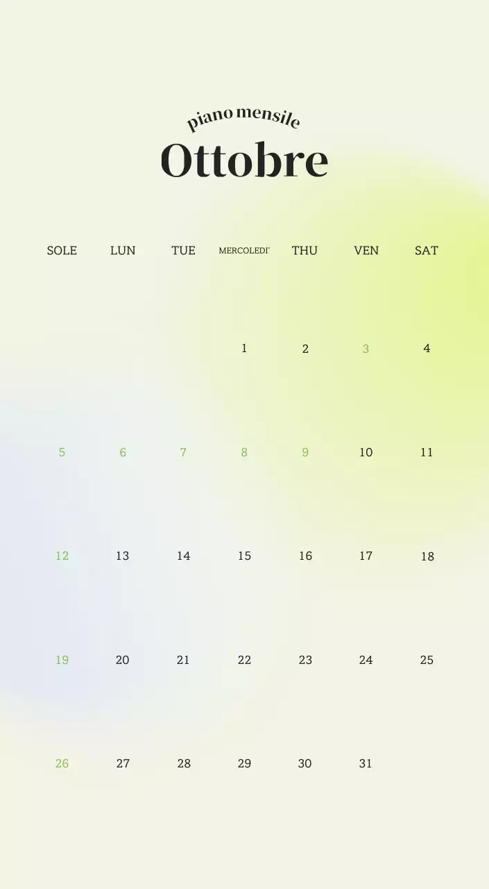 Calendario minimalista a gradi