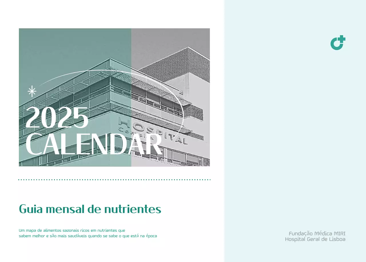 Calendário hospitalar numa moldura verde