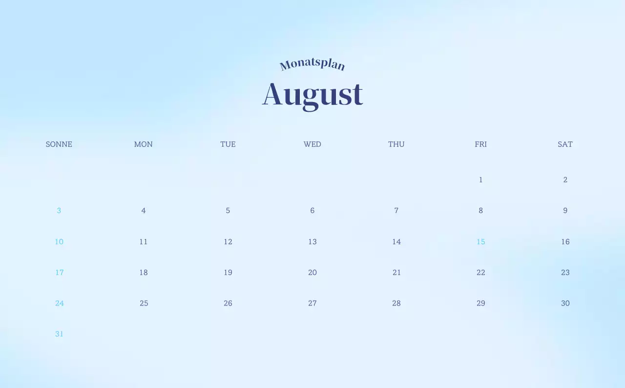 Minimalistischer Kalender mit Farbverlauf