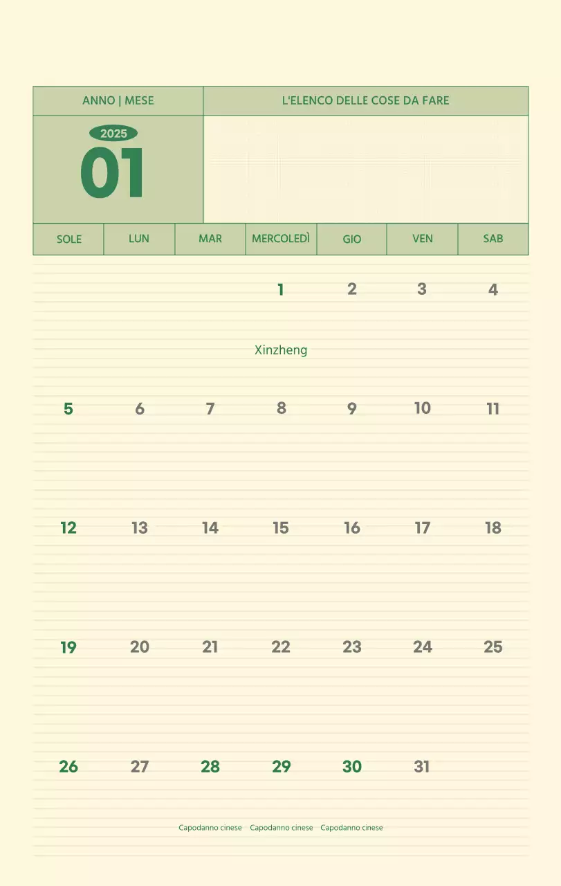Calendario da parete SAT D-Day concept in verde e giallo chiaro