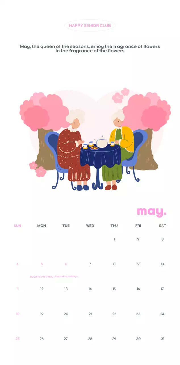 Business calendar with cute illustrations