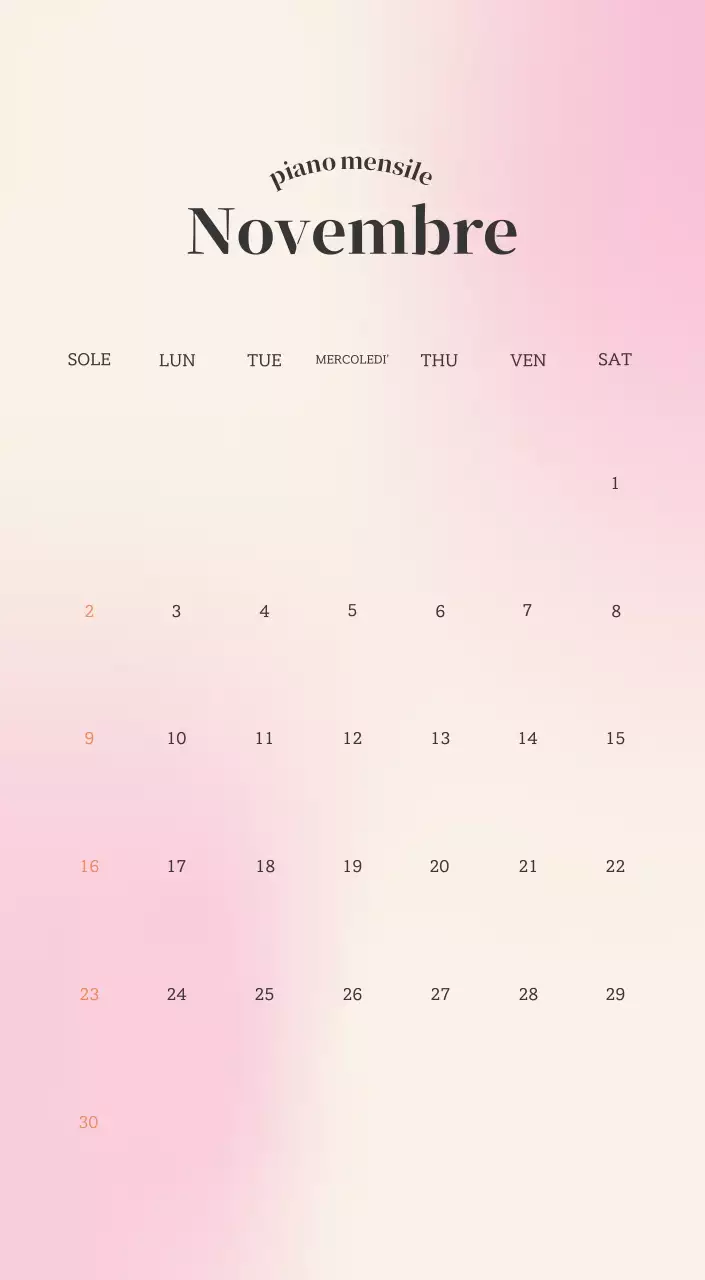 Calendario minimalista a gradi