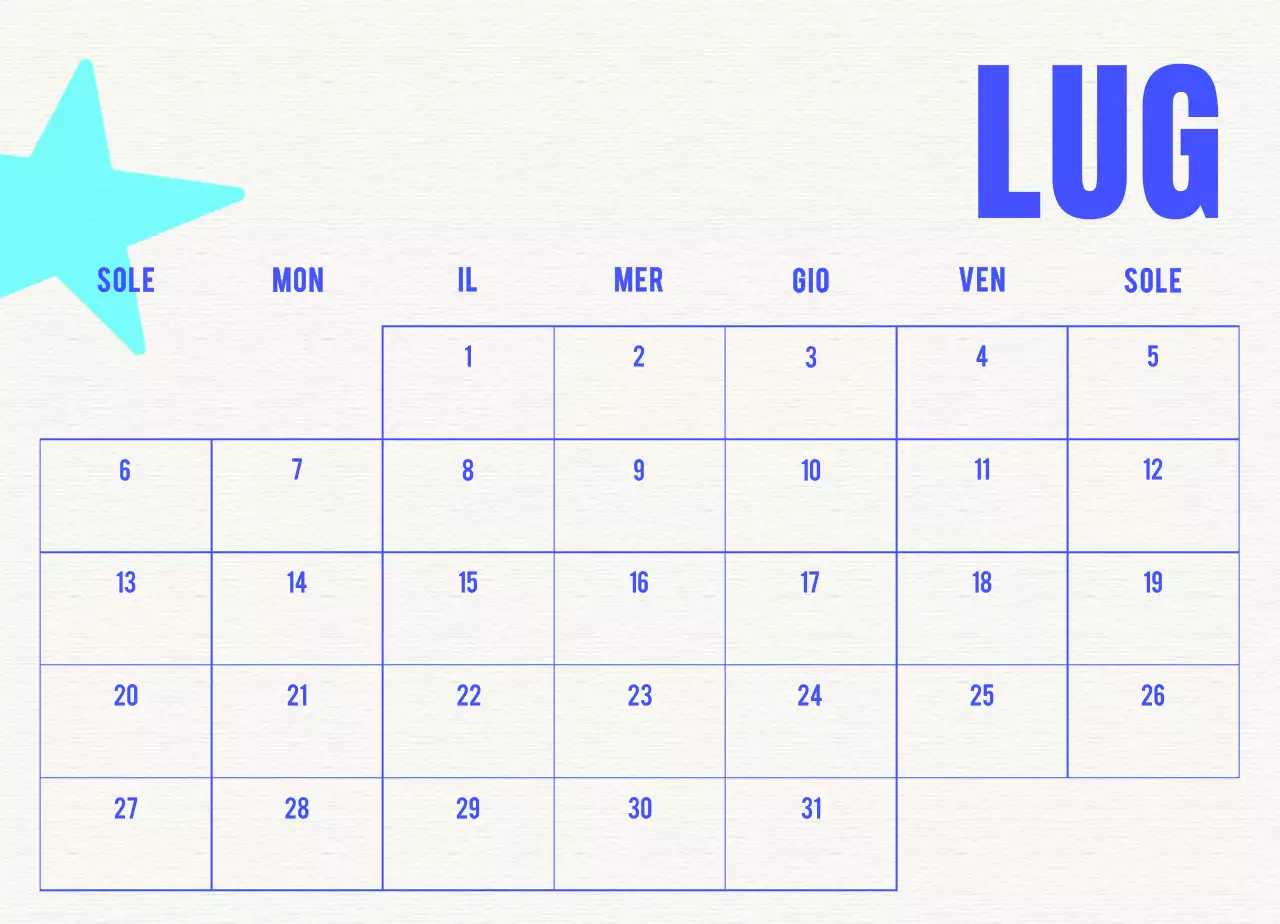 Calendario vintage blu