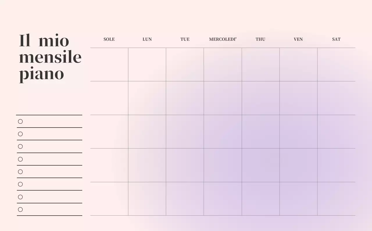Calendario minimalista a gradi