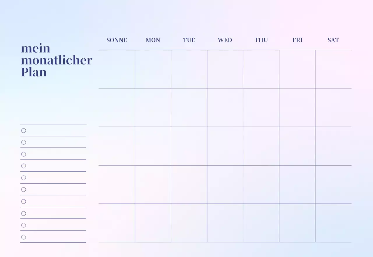 Minimalistischer Kalender mit Farbverlauf