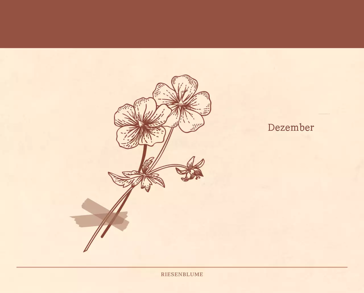 Ein sentimentaler Blumenkalender in hellbraunem und braunem Wollpapierkonzept