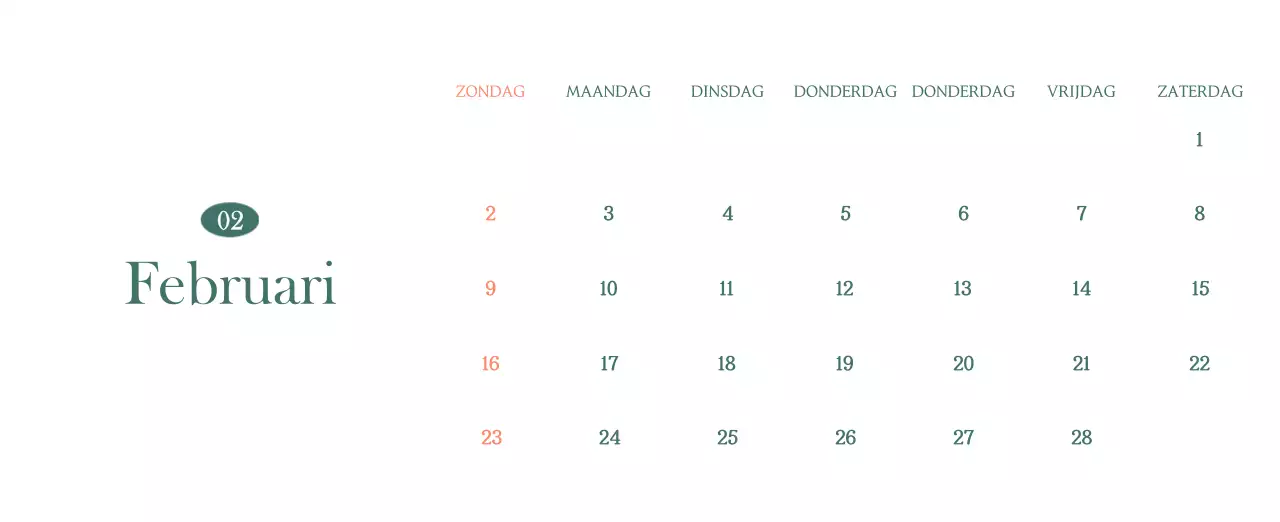 Een moderne cafékalender met aanbevelingen voor de drank van de maand