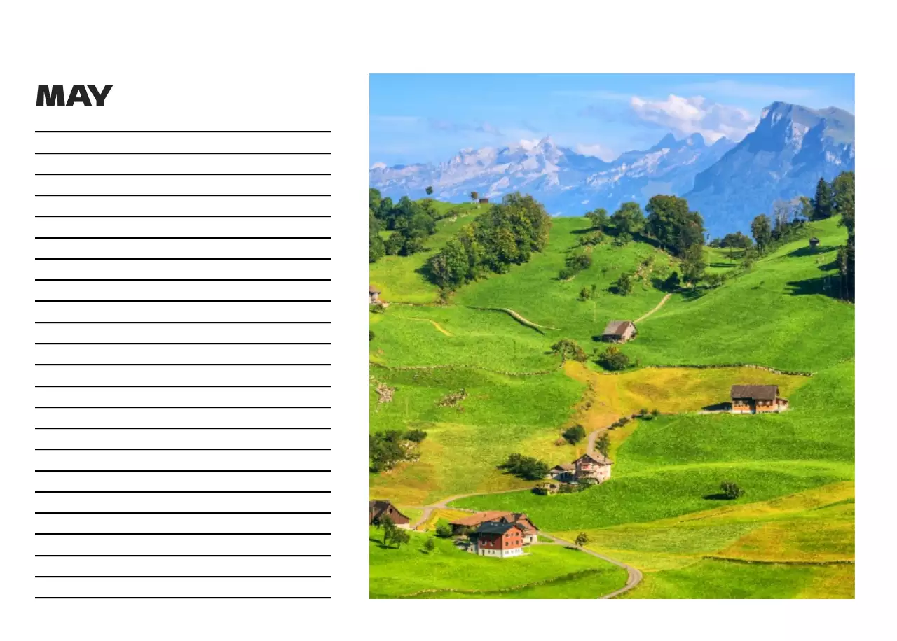 Sky photo clean calendar