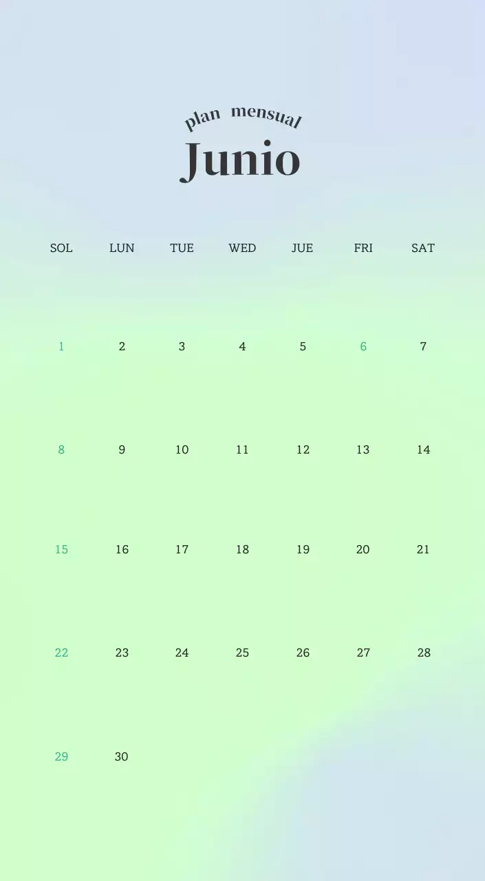 Calendario minimalista degradado