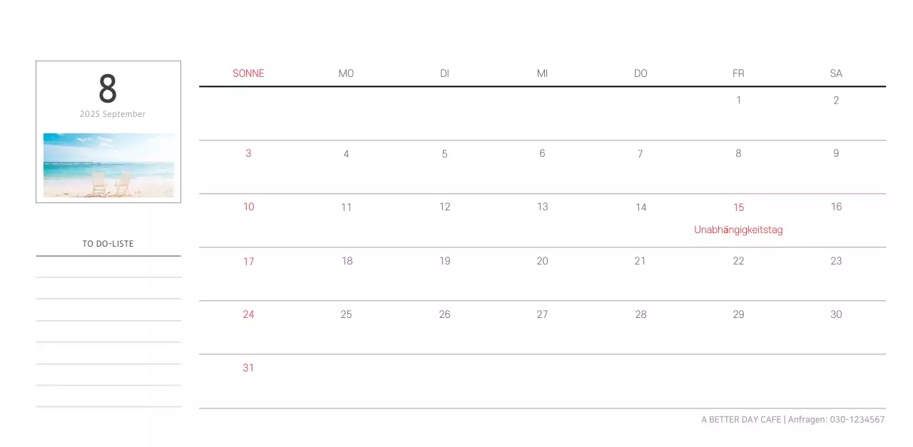 Weißer sauberer botanischer Naturkalender