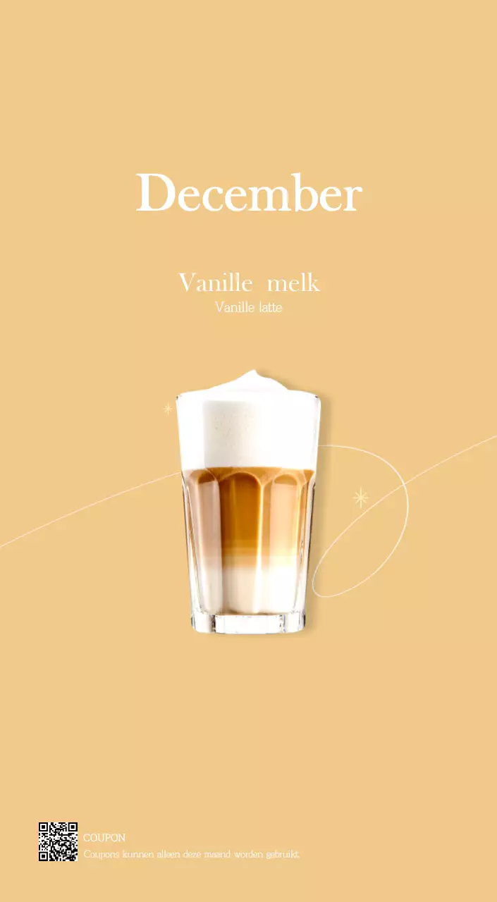 Een moderne cafékalender met aanbevelingen voor de drank van de maand