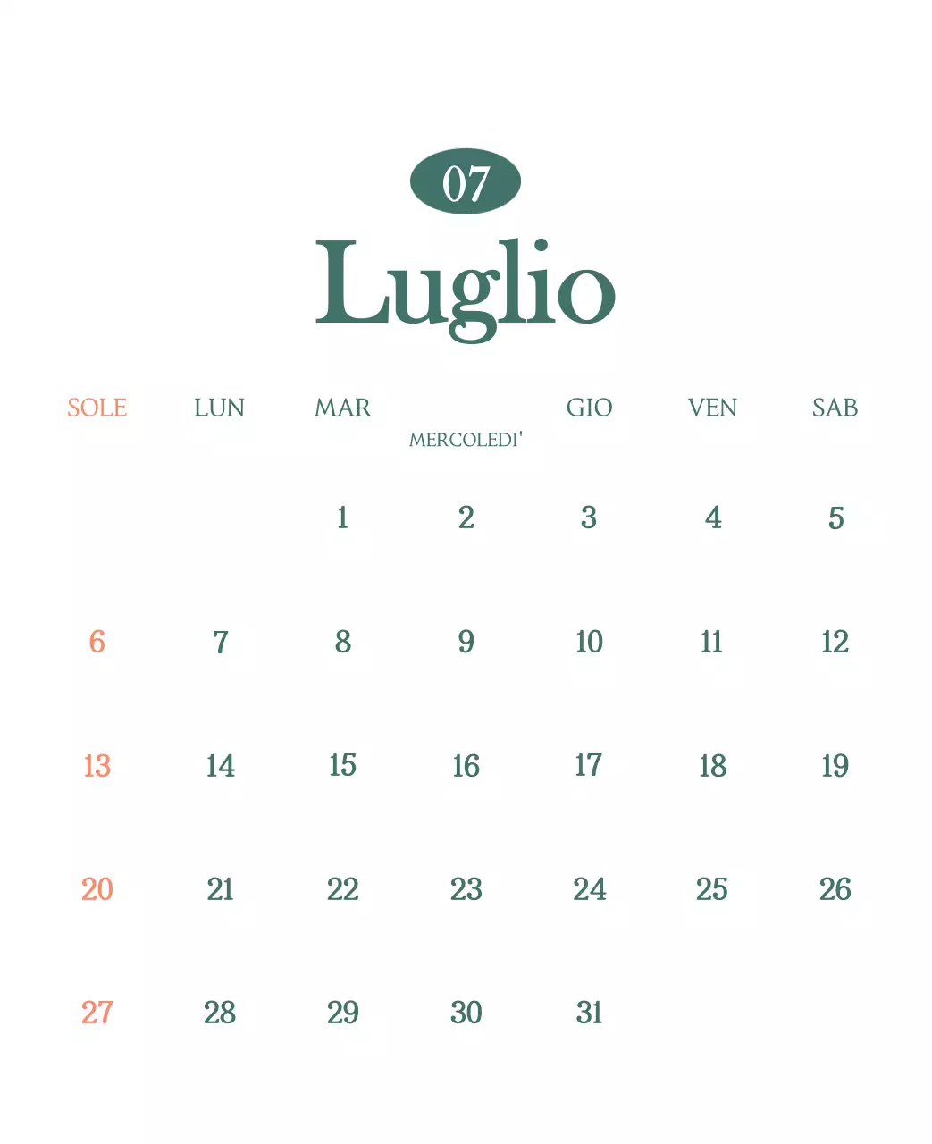 Un moderno calendario dei caffè con i consigli per la bevanda del mese