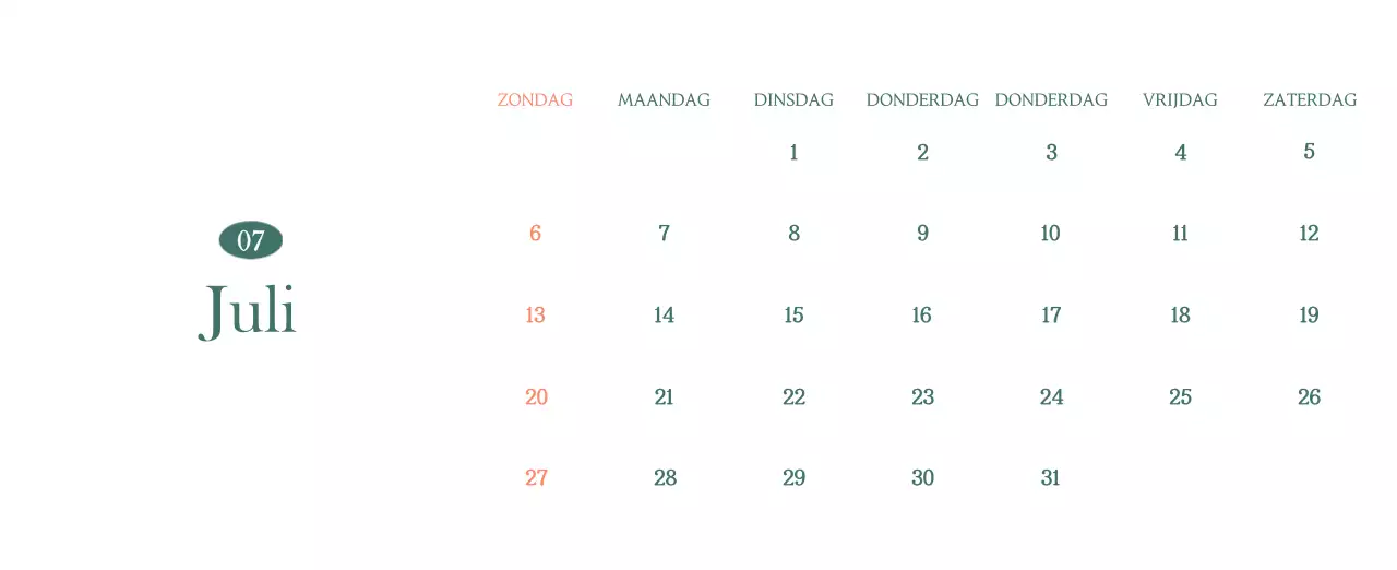 Een moderne cafékalender met aanbevelingen voor de drank van de maand