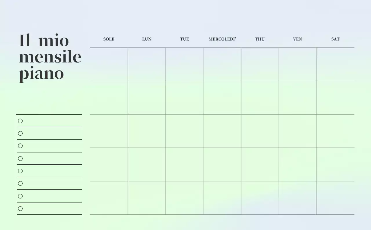Calendario minimalista a gradi