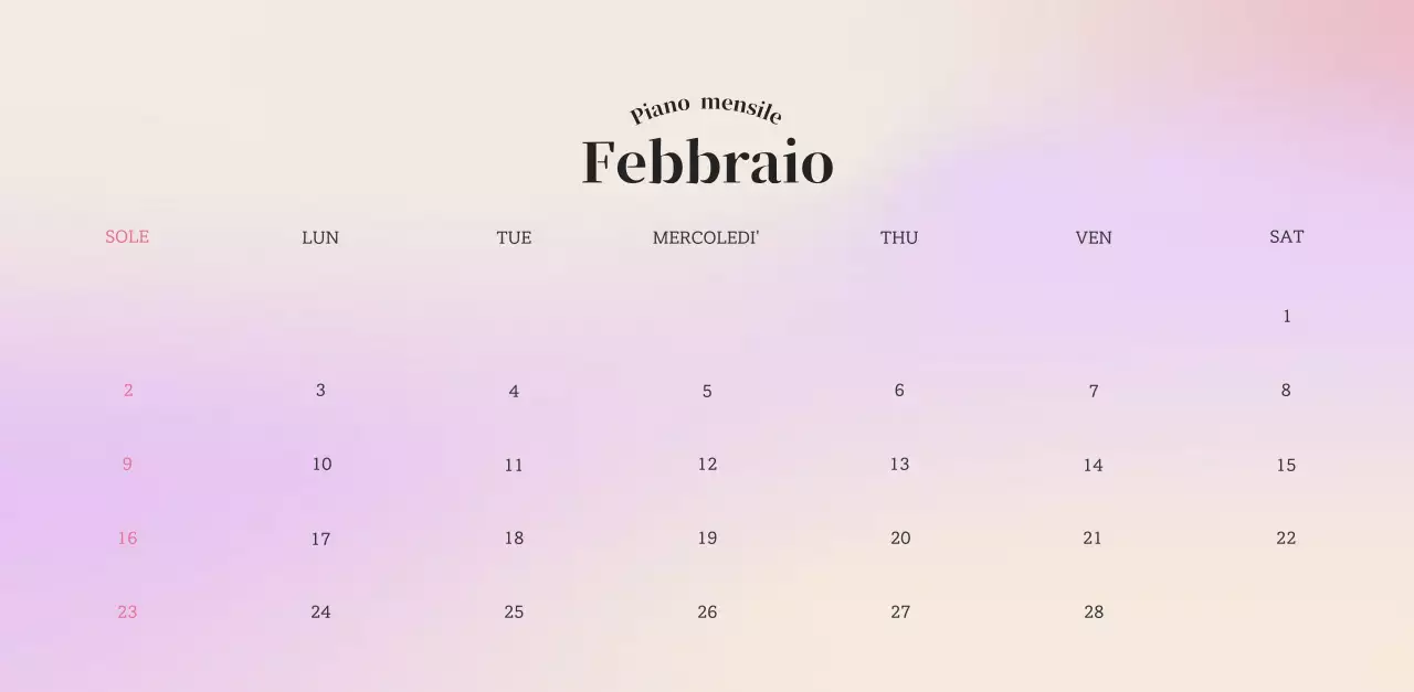 Calendario minimalista a gradi