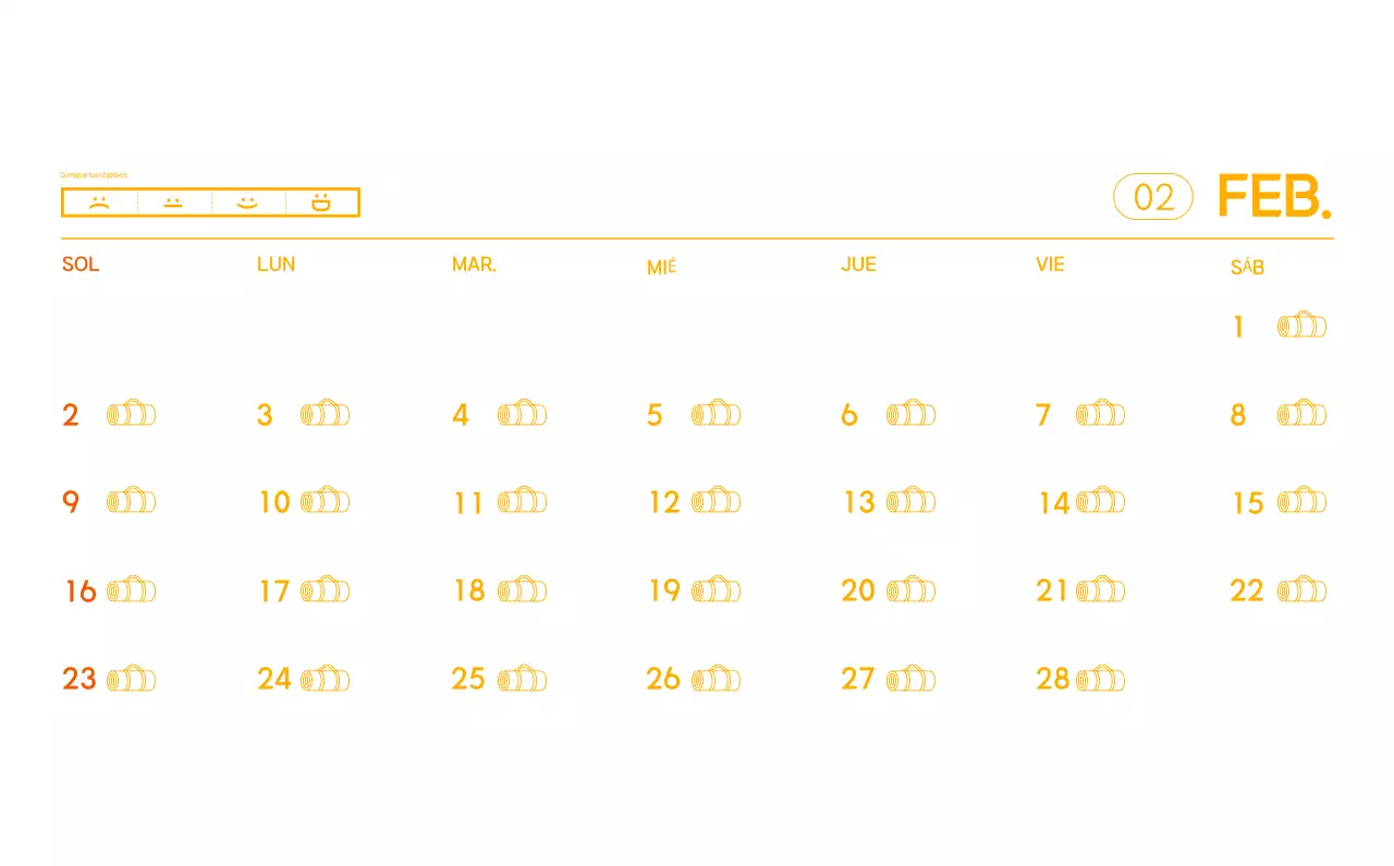 Calendario promocional de yoga minimalista naranja