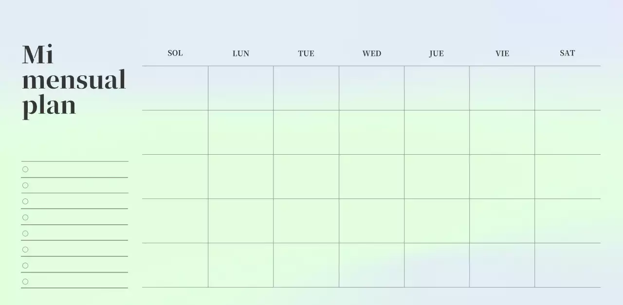 Calendario minimalista degradado