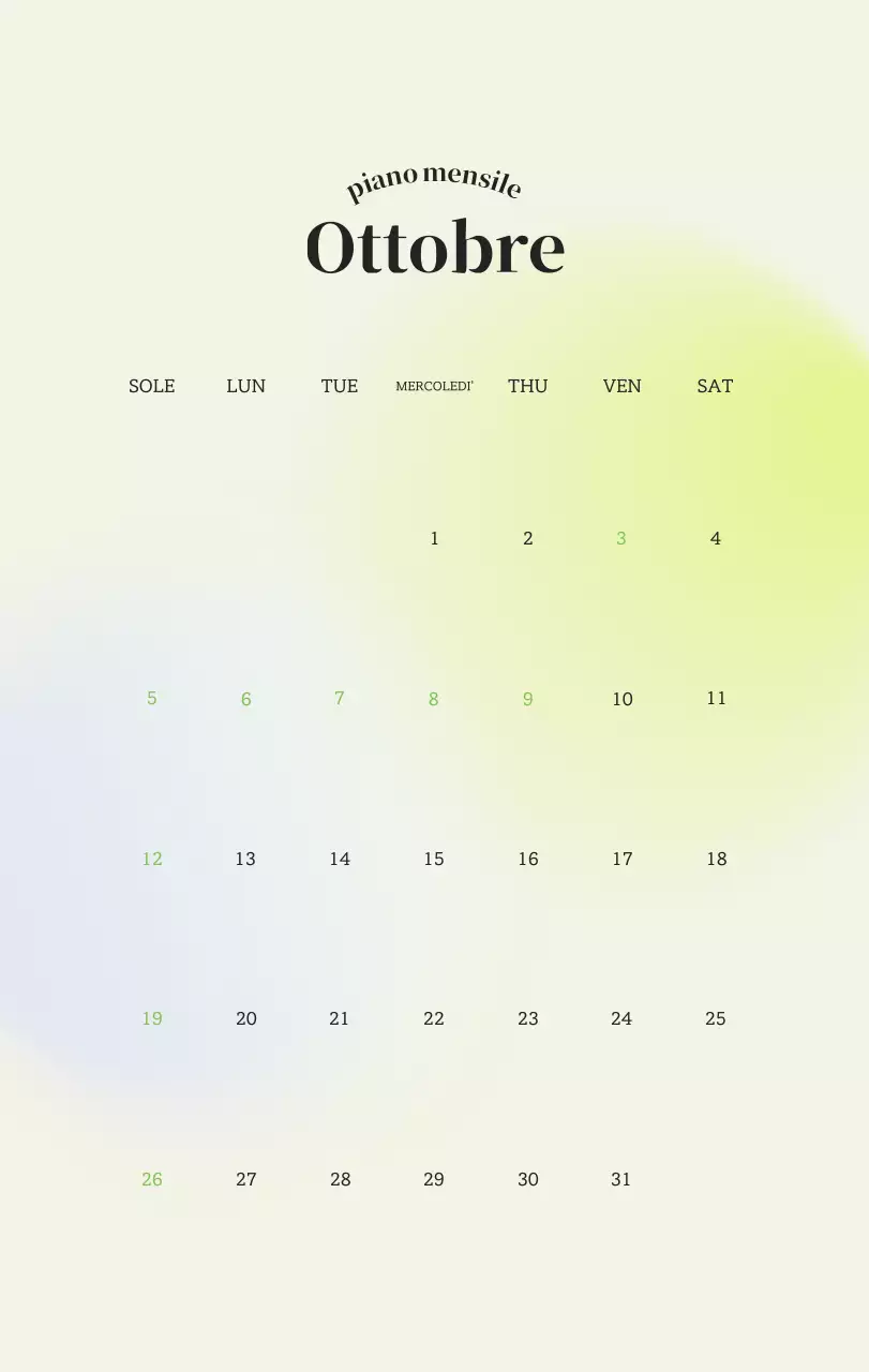 Calendario minimalista a gradi