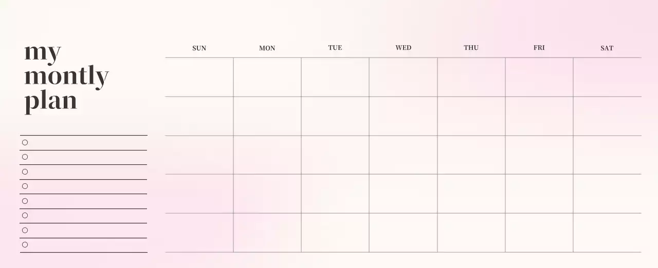 Gradient Minimalist Calendar