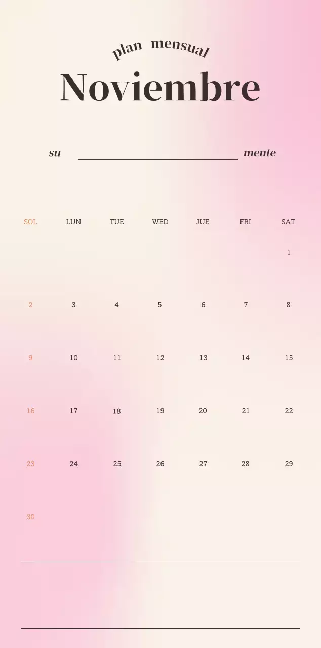 Calendario minimalista degradado