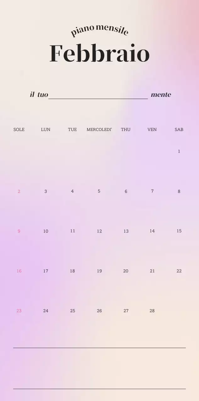 Calendario minimalista a gradi