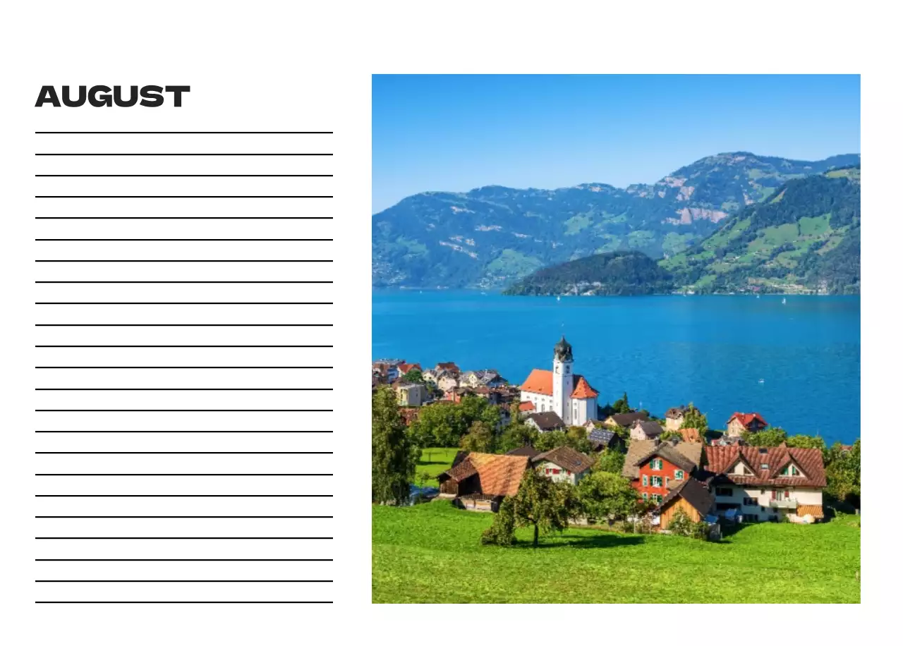 Sky photo clean calendar