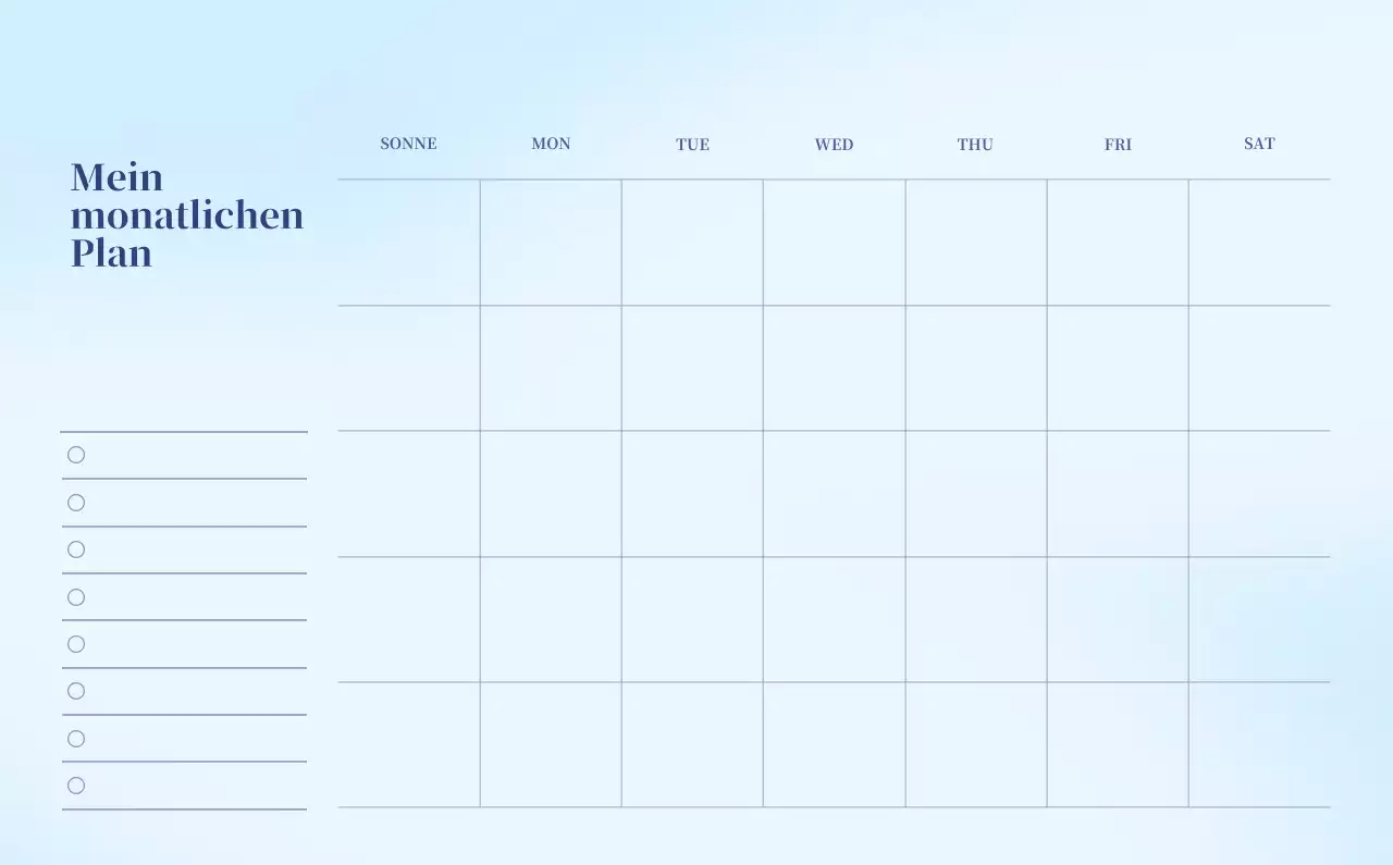 Minimalistischer Kalender mit Farbverlauf