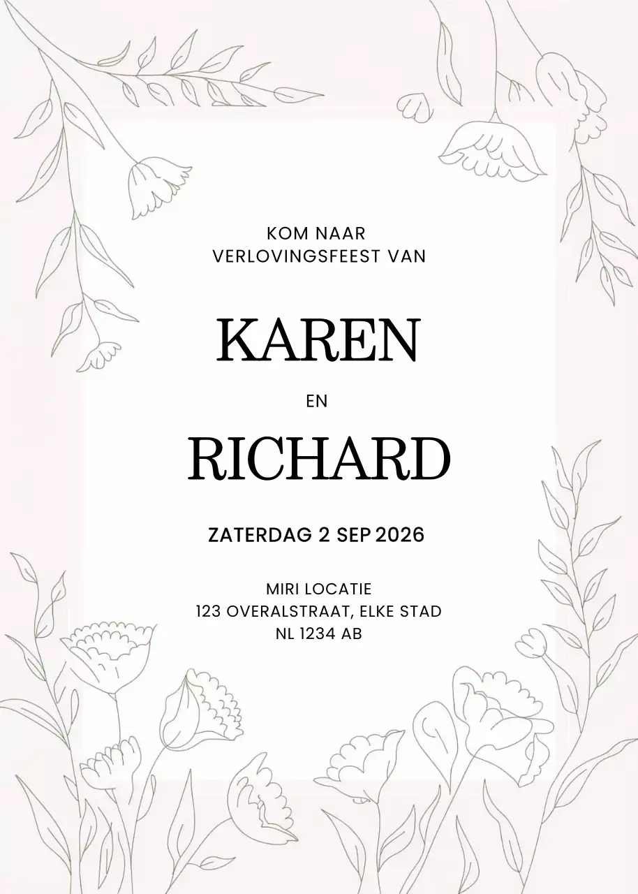 Verlovingsuitnodiging met witte bloemen