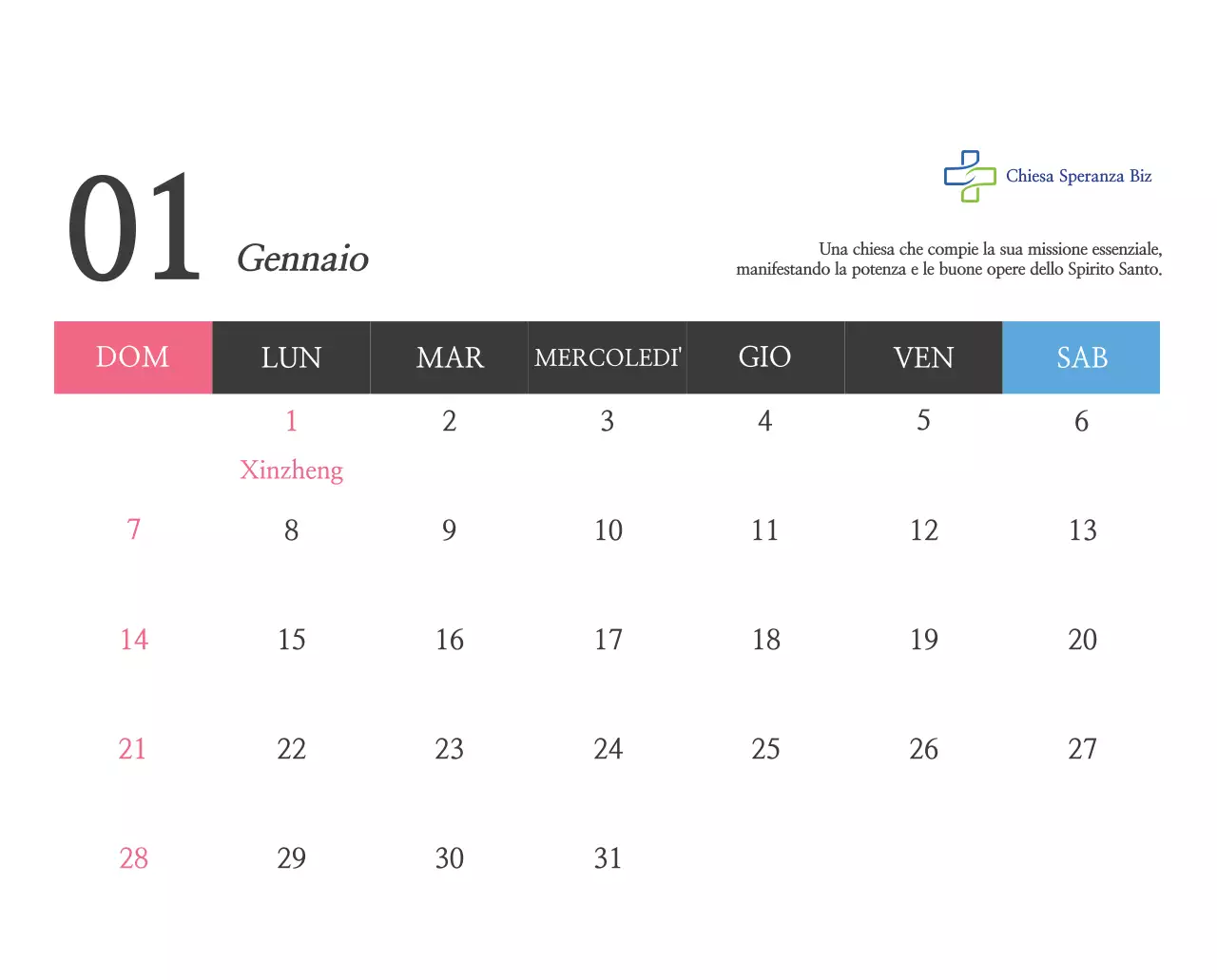 Promozione della chiesa biblica in calligrafia semplice