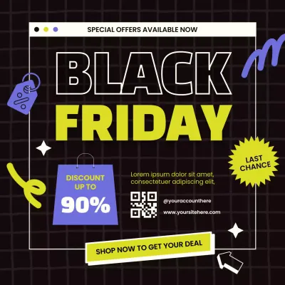 Black Modern Sale Promotion Social Media Post