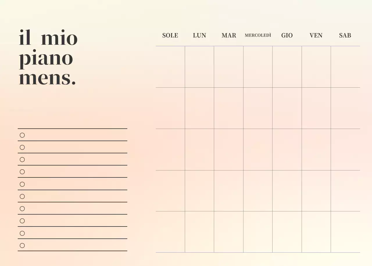 Calendario minimalista a gradi
