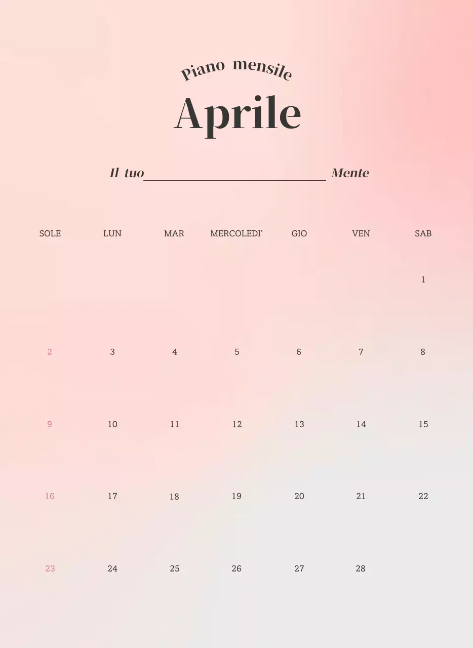 Calendario minimalista a gradi